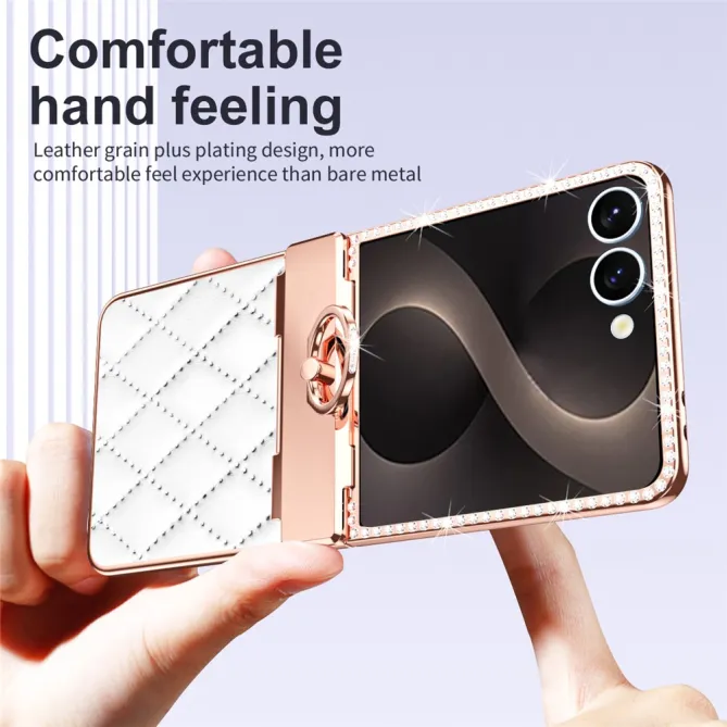 Coque Samsung Galaxy Z Flip 8 Bijou simili cuir matelassé avec anneau