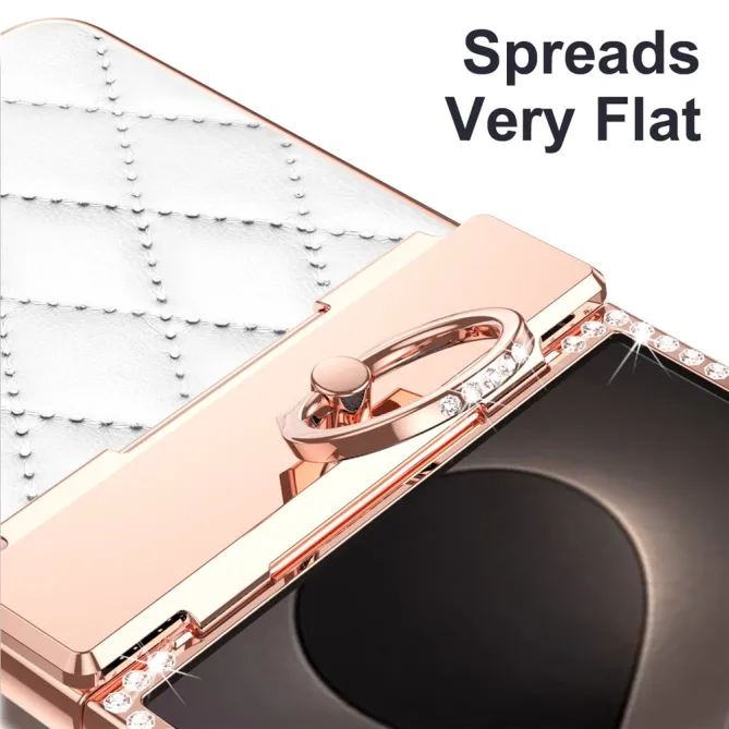Coque Samsung Galaxy Z Flip 8 Bijou simili cuir matelassé avec anneau