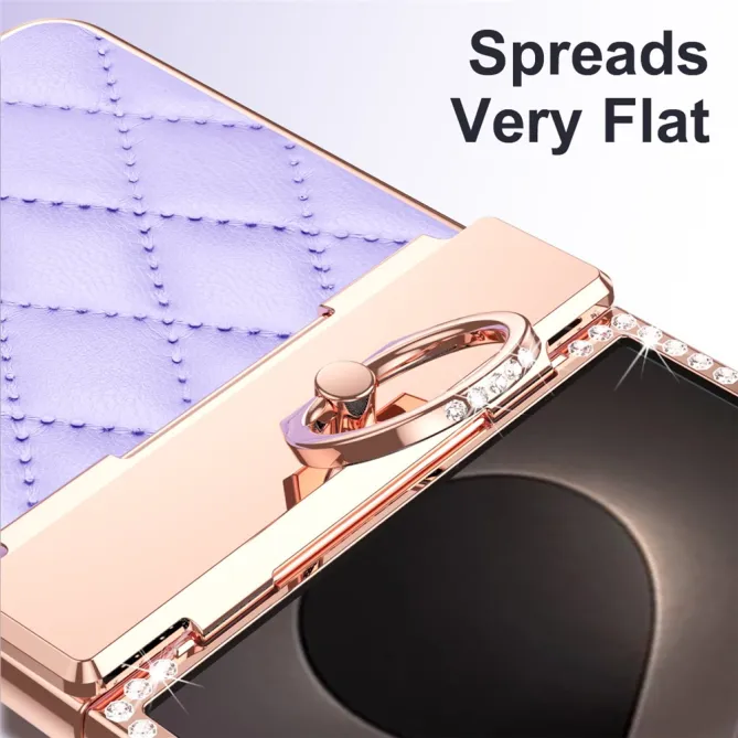 Coque Samsung Galaxy Z Flip 8 Bijou simili cuir matelassé avec anneau
