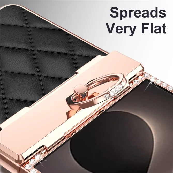 Coque Samsung Galaxy Z Flip 8 Bijou simili cuir matelassé avec anneau