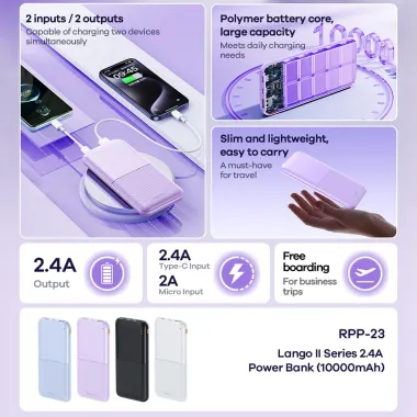 Batterie externe Lango II 10000mAh charge rapide 2.4A
