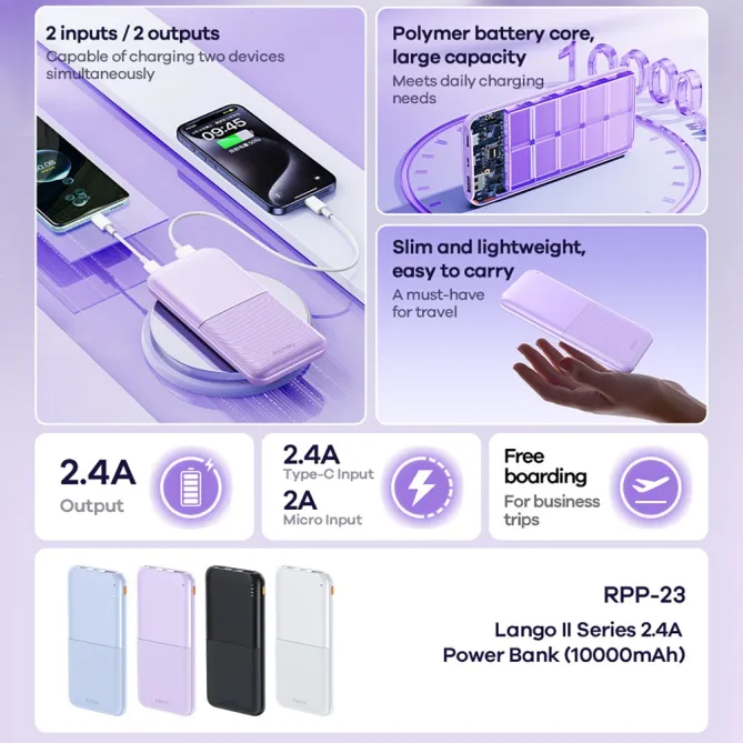 Batterie externe Lango II 10000mAh charge rapide 2.4A