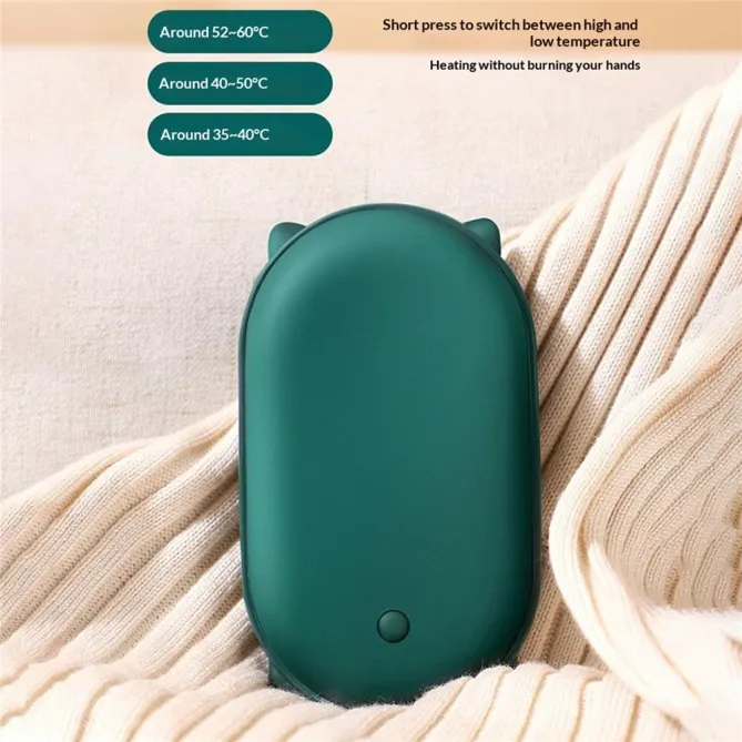 Chauffe-mains 2-en-1 design oreilles de chat 10000mAh batterie externe