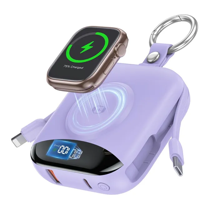 Batterie externe P007 10000mAh câbles intégrés Lightning et Type-C 22.5W
