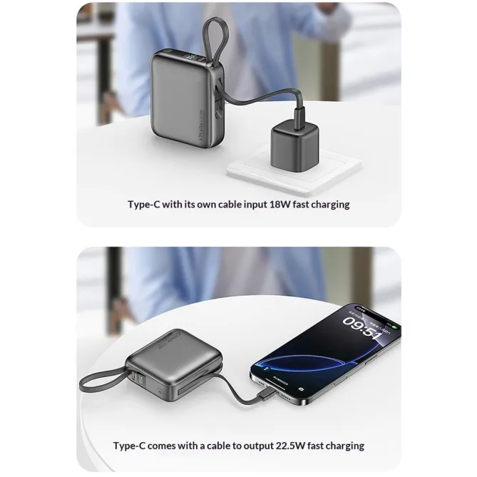 Batterie externe AZ-P35 10000mAh câbles intégrés 22.5W
