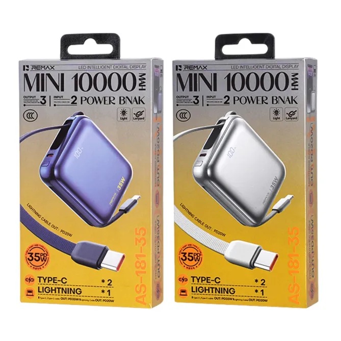Batterie externe AS-181-35 10000mAh PD 35W câbles intégrés