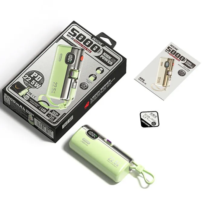 Batterie externe 5000mAh PD 22.5W câbles intégrés