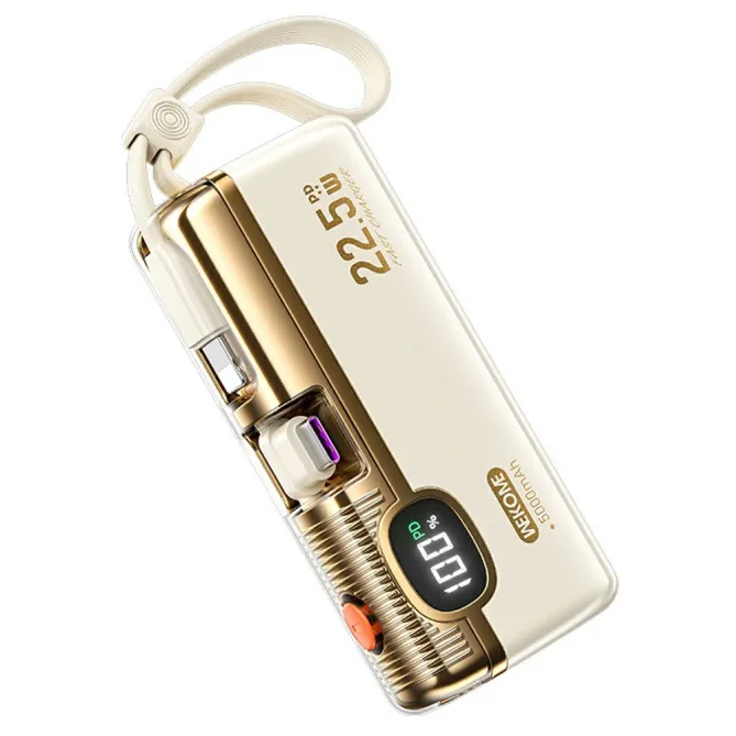 Batterie externe 5000mAh PD 22.5W câbles intégrés