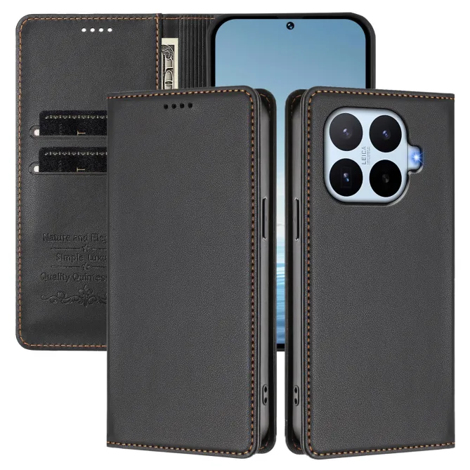 Housse Xiaomi 17T Simili Cuir Grainé Porte-Cartes Surpiqûres Contrastées