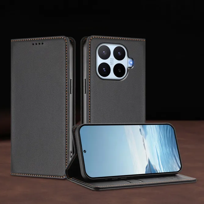 Housse Xiaomi 17T Simili Cuir Grainé Porte-Cartes Surpiqûres Contrastées