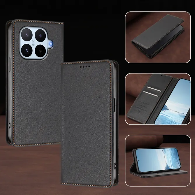 Housse Xiaomi 17T Simili Cuir Grainé Porte-Cartes Surpiqûres Contrastées