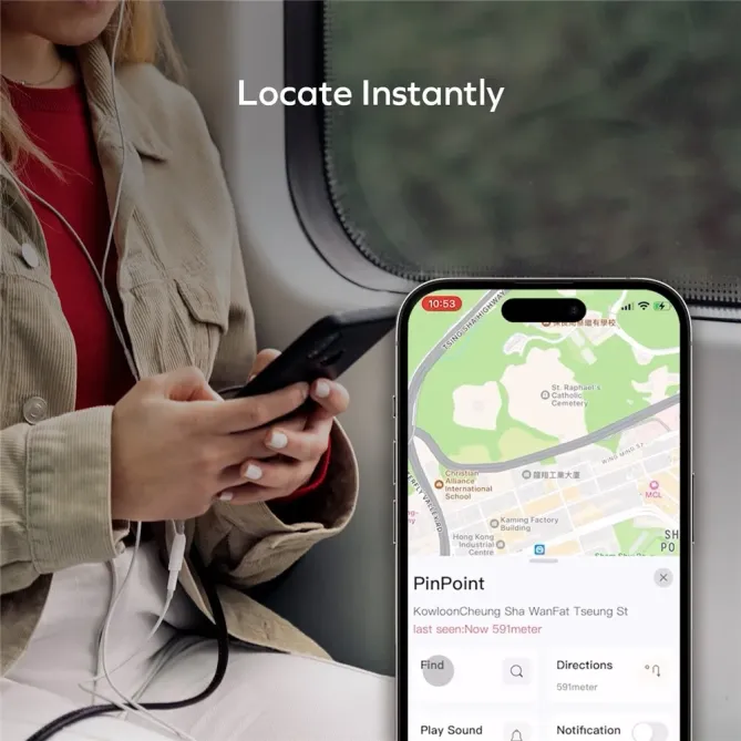 Tracker carte UWB Apple Find My rechargeable sans fil IP68