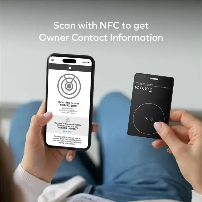 Tracker carte UWB Apple Find My rechargeable sans fil IP68