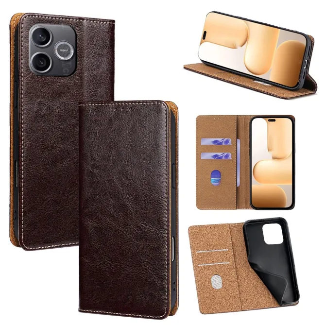 Housse Cuir Véritable Honor 600 Lite Rabat Flip Porte-Cartes RFID