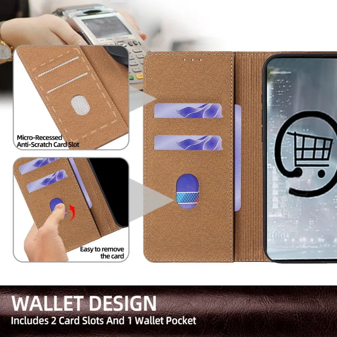 Housse Cuir Véritable Honor 600 Lite Rabat Flip Porte-Cartes RFID