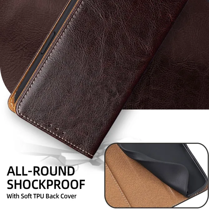 Housse Cuir Véritable Honor 600 Lite Rabat Flip Porte-Cartes RFID