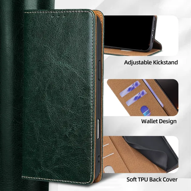 Housse Cuir Véritable Honor 600 Lite Rabat Flip Porte-Cartes RFID