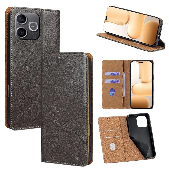 Housse Cuir Véritable Honor 600 Lite Rabat Flip Porte-Cartes RFID