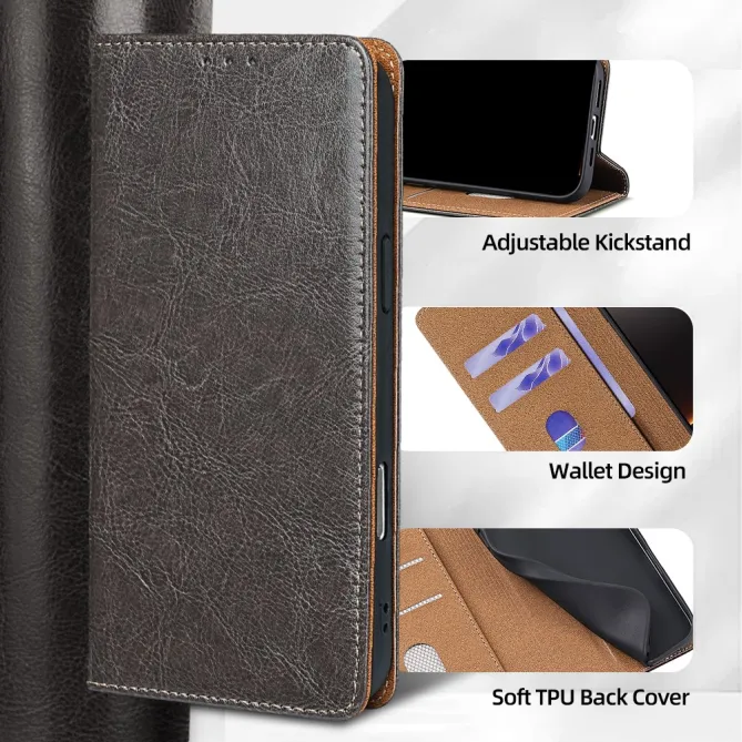 Housse Cuir Véritable Honor 600 Lite Rabat Flip Porte-Cartes RFID