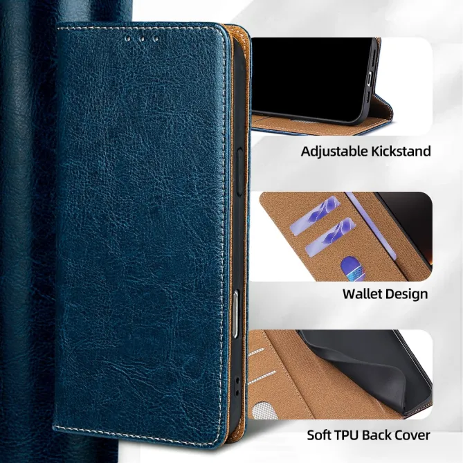 Housse Cuir Véritable Honor 600 Lite Rabat Flip Porte-Cartes RFID