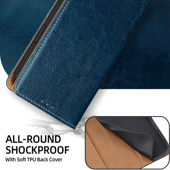 Housse Cuir Véritable Honor 600 Lite Rabat Flip Porte-Cartes RFID