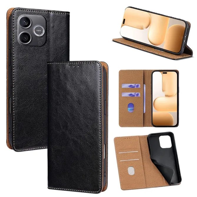 Housse Cuir Véritable Honor 600 Lite Rabat Flip Porte-Cartes RFID