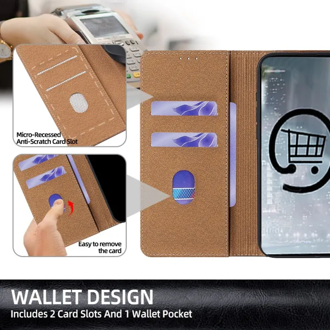 Housse Cuir Véritable Honor 600 Lite Rabat Flip Porte-Cartes RFID
