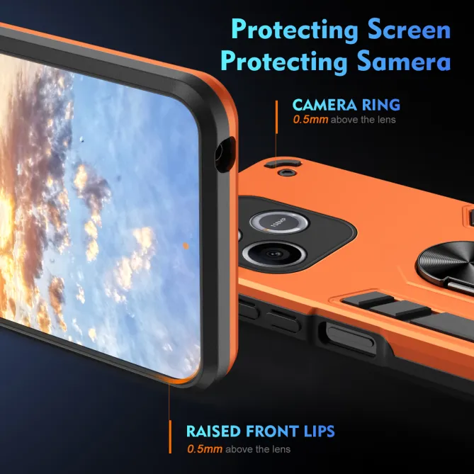 Coque Honor 600 Lite, avec anneau et 2 verres trempés