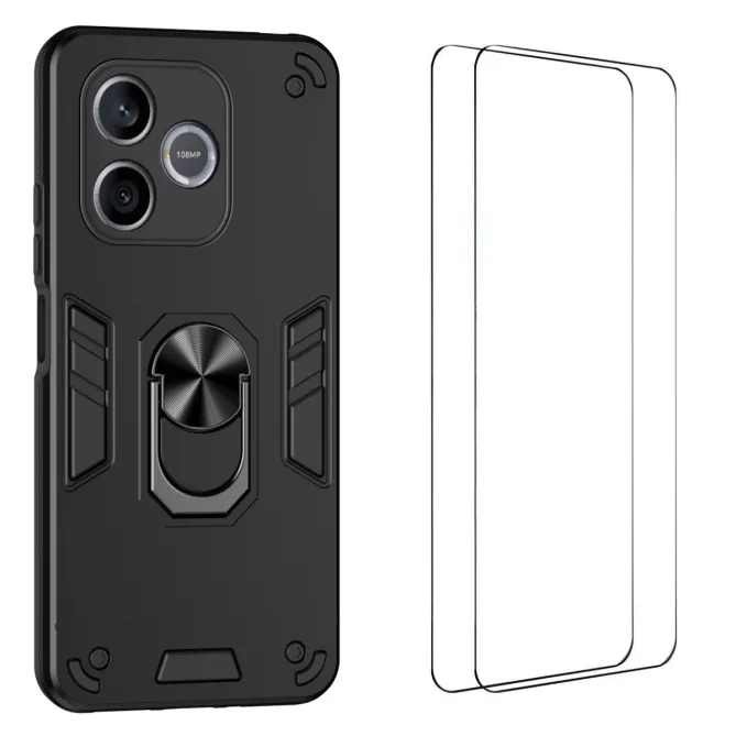 Coque Honor 600 Lite, avec anneau et 2 verres trempés