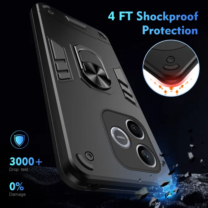 Coque Honor 600 Lite, avec anneau et 2 verres trempés