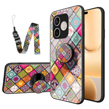 Coque Honor 600 Lite Mandala Patchwork avec Pop Socket