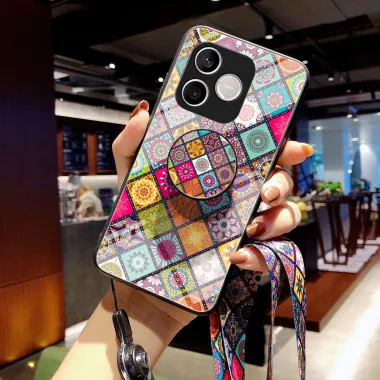 Coque Honor 600 Lite Mandala Patchwork avec Pop Socket
