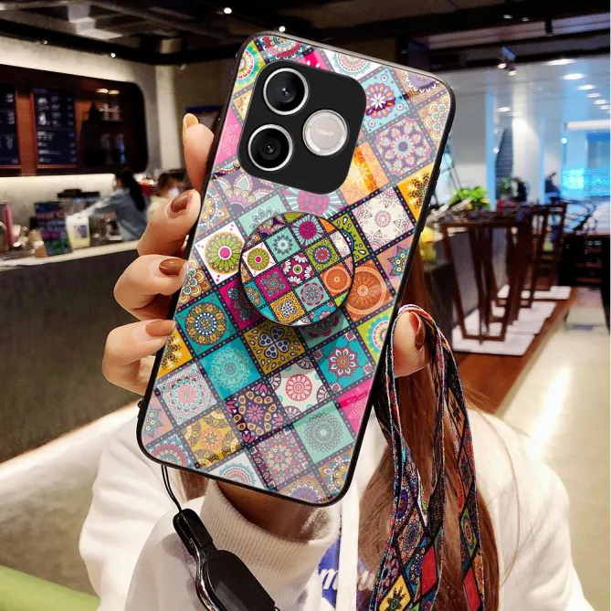 Coque Honor 600 Lite Patchwork Bohème avec Pop Socket