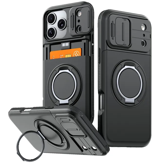 Coque iPhone 17 Pro avec Porte-Cartes et Cache Caméra