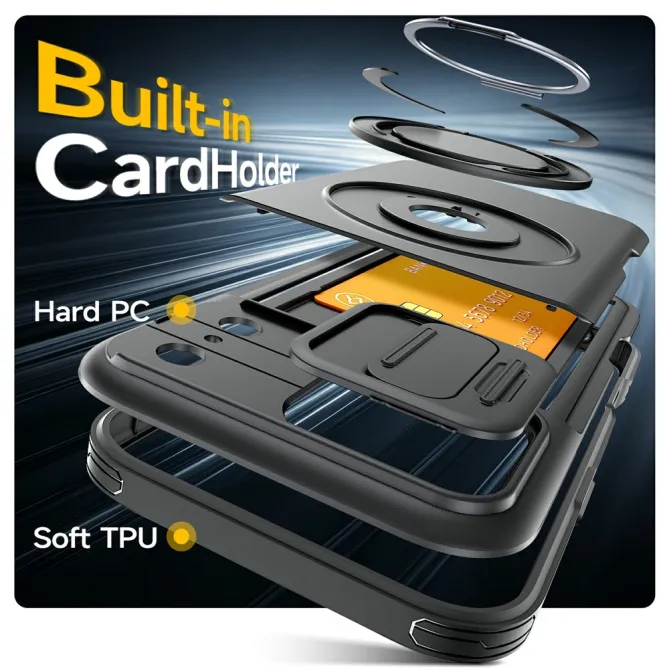 Coque iPhone 17 Pro avec Porte-Cartes et Cache Caméra