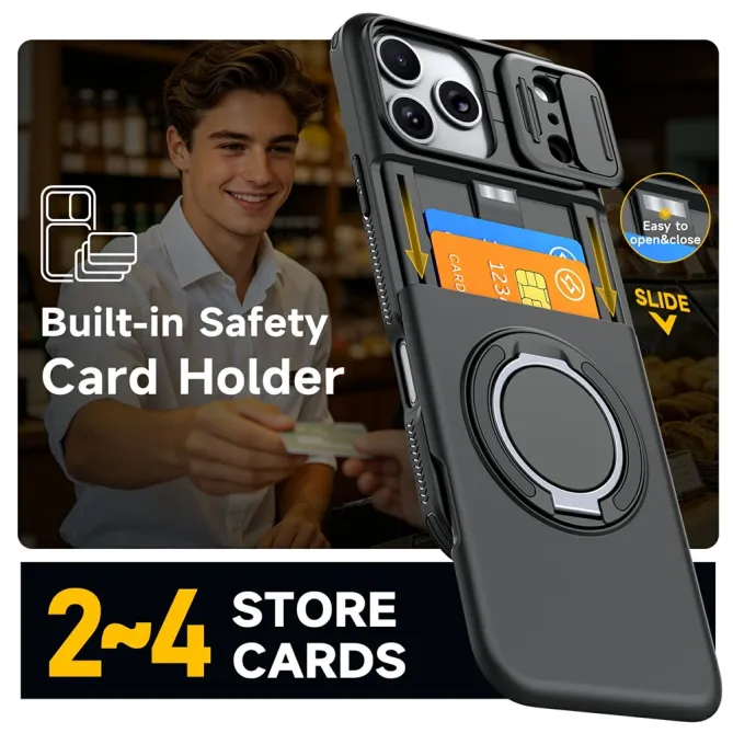 Coque iPhone 17 Pro avec Porte-Cartes et Cache Caméra
