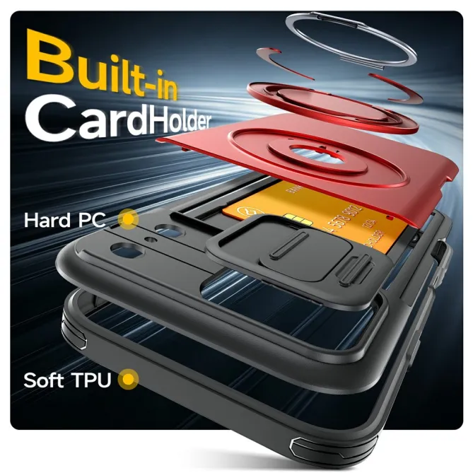 Coque iPhone 17 Pro avec Porte-Cartes et Cache Caméra