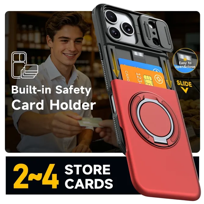 Coque iPhone 17 Pro avec Porte-Cartes et Cache Caméra
