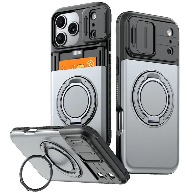 Coque iPhone 17 Pro avec Porte-Cartes et Cache Caméra