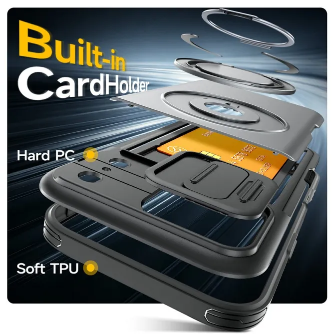 Coque iPhone 17 Pro avec Porte-Cartes et Cache Caméra