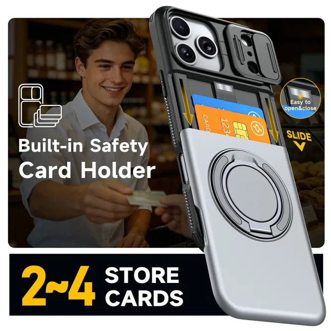 Coque iPhone 17 Pro avec Porte-Cartes et Cache Caméra