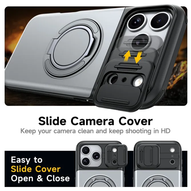 Coque iPhone 17 Pro avec Porte-Cartes et Cache Caméra