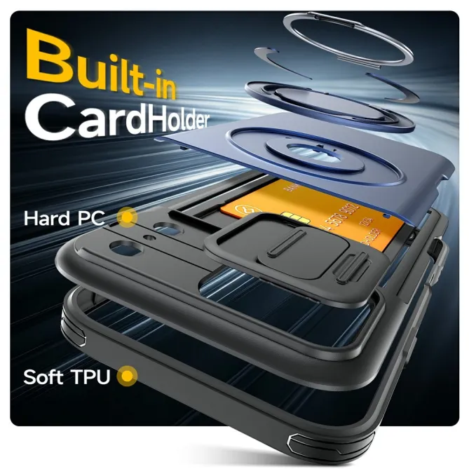 Coque iPhone 17 Pro avec Porte-Cartes et Cache Caméra