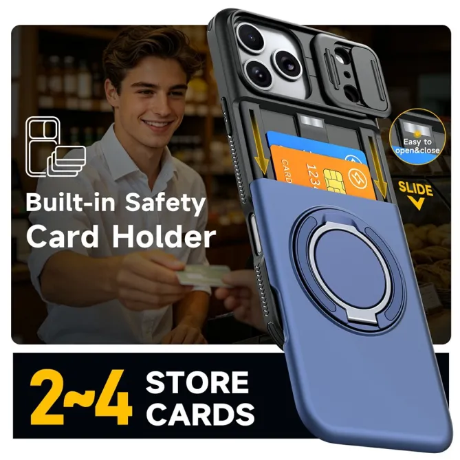 Coque iPhone 17 Pro avec Porte-Cartes et Cache Caméra
