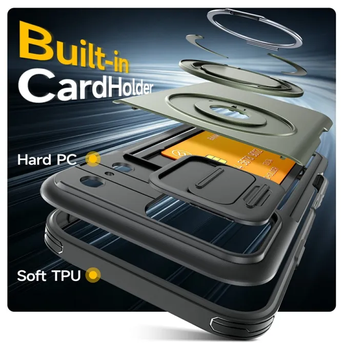 Coque iPhone 17 Pro avec Porte-Cartes et Cache Caméra