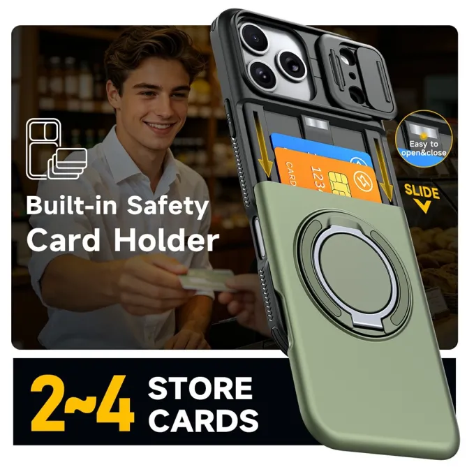 Coque iPhone 17 Pro avec Porte-Cartes et Cache Caméra