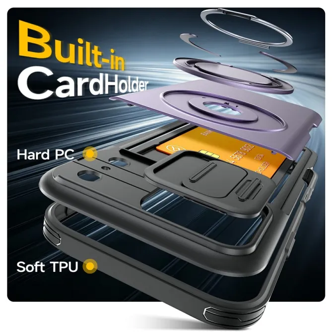 Coque iPhone 17 Pro avec Porte-Cartes et Cache Caméra