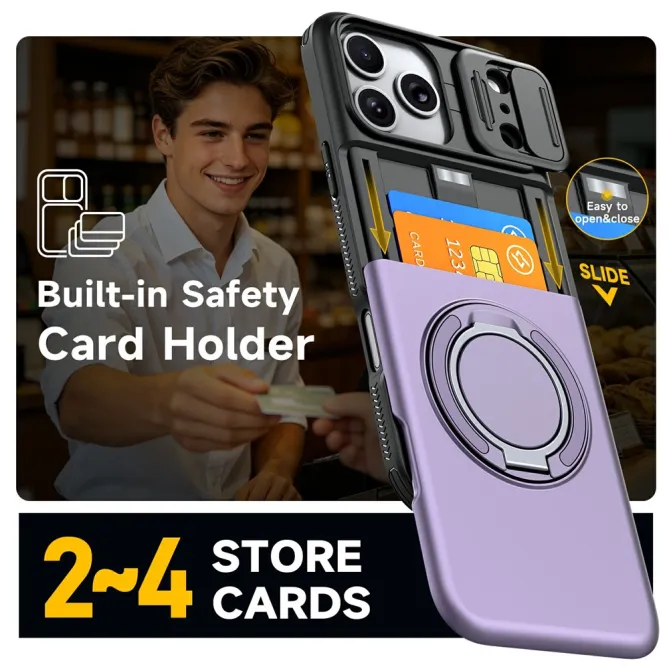 Coque iPhone 17 Pro avec Porte-Cartes et Cache Caméra