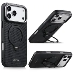 Coque iPhone 17 Pro MagSafe Effet Cuir avec Support Intégré