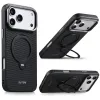 Coque iPhone 17 Pro MagSafe Effet Cuir avec Support Intégré